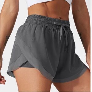 Halara Drawstring Contrast Mesh 2-in-1 Shorts Volcanic Ash Gray Size Small